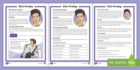 elvis presley fact sheet